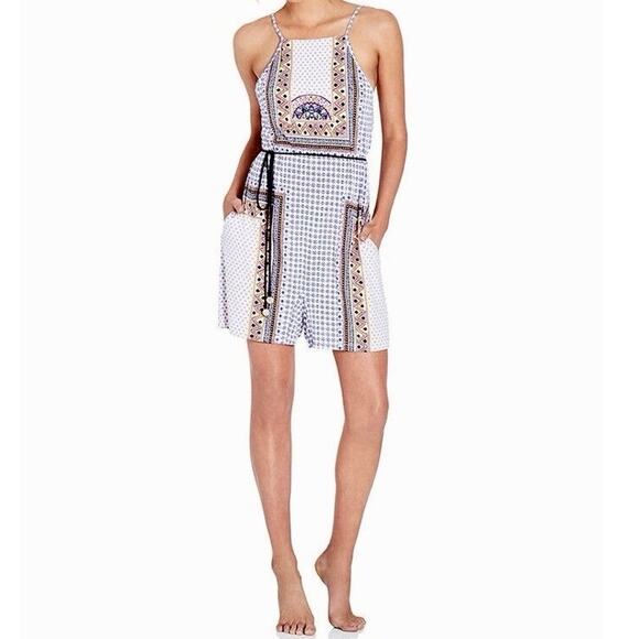 Tigerlily Dalmatia Halter Purple Blue Geo Boho Romper size 2 - Picture 3 of 15